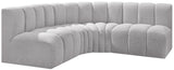 Arc Grey Boucle Fabric Modular Sofa 102Grey-S4B Meridian Furniture