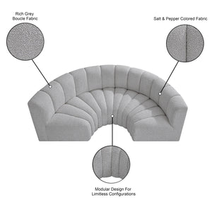 Arc Grey Boucle Fabric Modular Sofa 102Grey-S4C Meridian Furniture