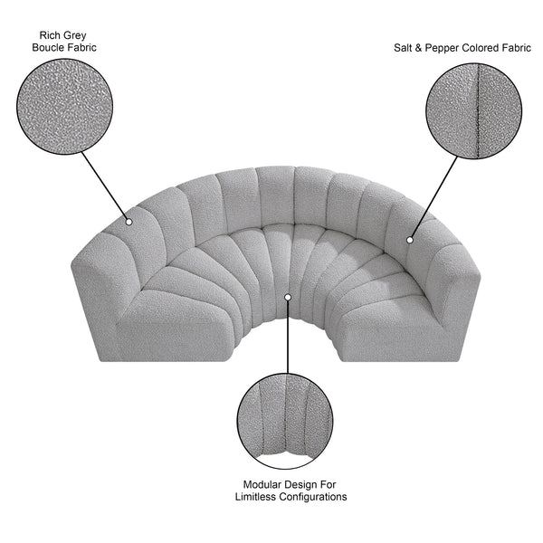 Arc Grey Boucle Fabric Modular Sofa 102Grey-S4C Meridian Furniture