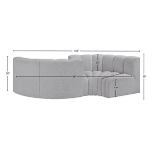 Arc Grey Boucle Fabric Modular Sofa 102Grey-S4F Meridian Furniture