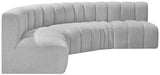 Arc Grey Boucle Fabric Modular Sofa 102Grey-S5A Meridian Furniture