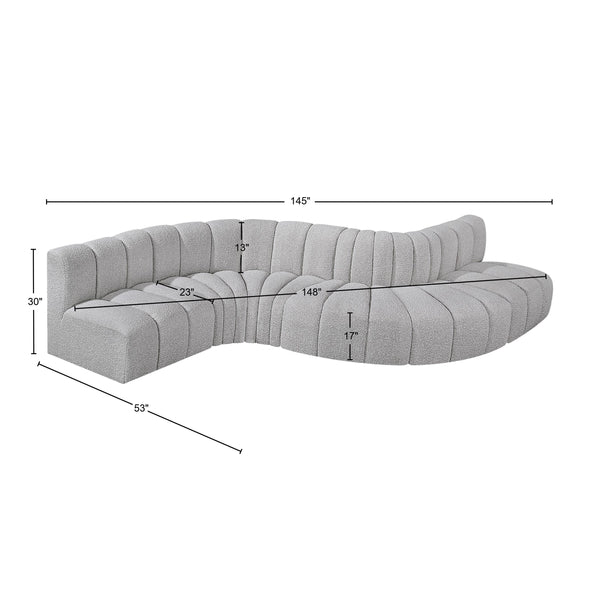 Arc Grey Boucle Fabric Modular Sofa 102Grey-S6A Meridian Furniture
