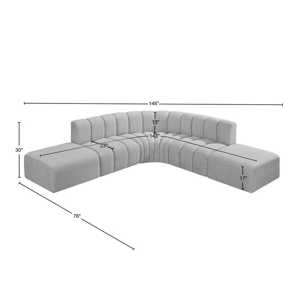 Arc Grey Boucle Fabric Modular Sofa 102Grey-S6C Meridian Furniture