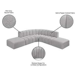 Arc Grey Boucle Fabric Modular Sofa 102Grey-S6C Meridian Furniture