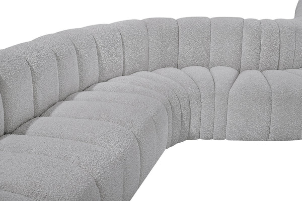 Arc Grey Boucle Fabric Modular Sofa 102Grey-S8C Meridian Furniture