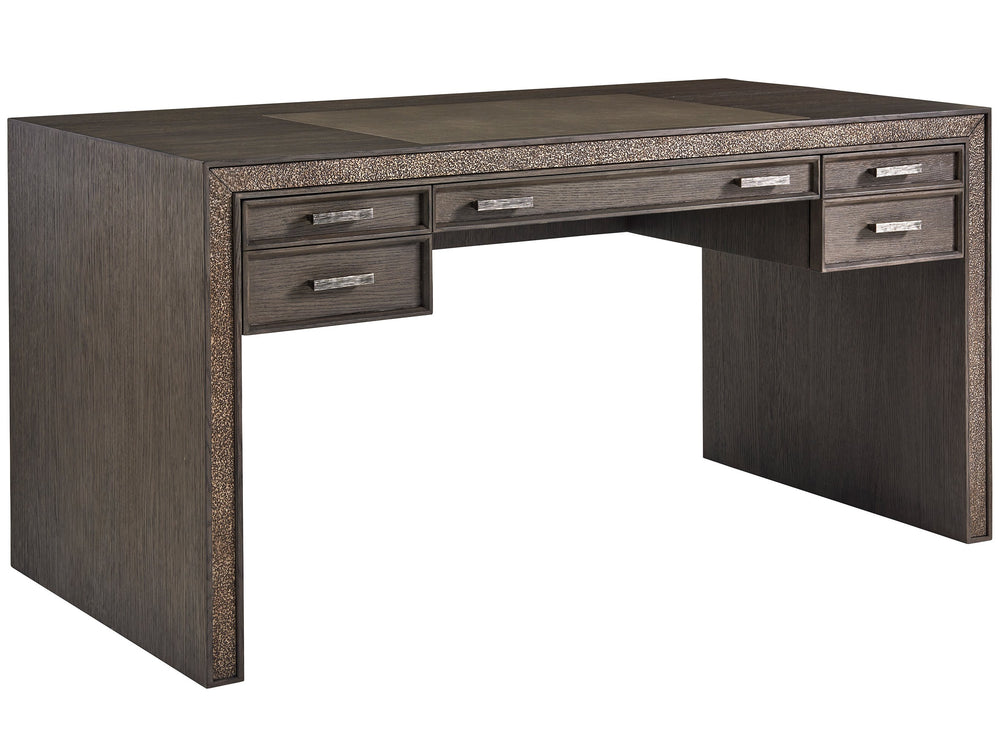 Lexington Sligh Chapman Writing Desk - Stylish Sandblasted Oak With Storage Drawers, Designer Inlay & Durable Surface Medium Brown Wood 102-412