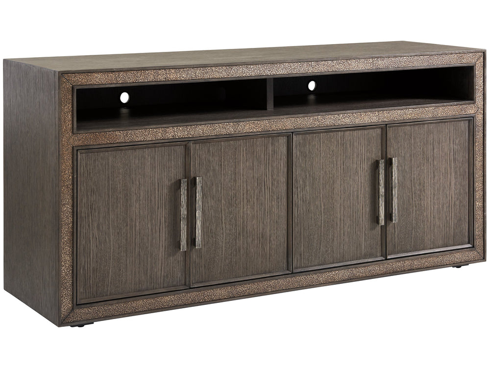 Lexington Sligh Hampton Home Office Console - Elegant Sandblasted Oak Design With Storage & Stylish Metal Accents Medium Brown Wood 102-660