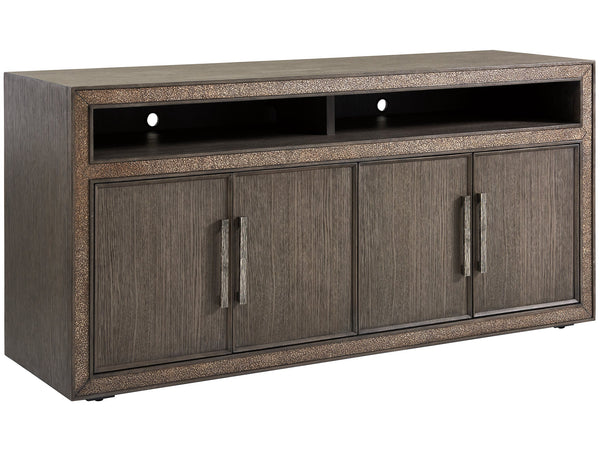 Lexington Sligh Hampton Home Office Console - Elegant Sandblasted Oak Design With Storage & Stylish Metal Accents Medium Brown Wood 102-660