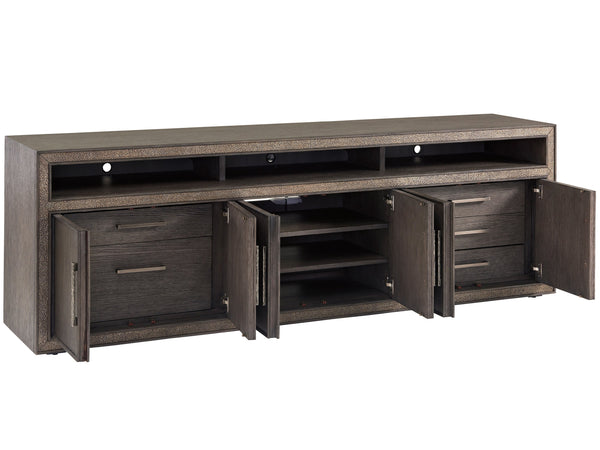 Lexington Sligh Hampton Home Office Console - Elegant Sandblasted Oak Design With Storage & Stylish Metal Accents Medium Brown Wood 102-661