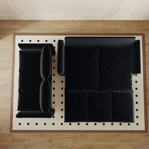 English Elm 70.9" Multi-Functional Convertible Sleeper Sofa Bed with 2-in-1 Pillow & Blanket Set, Velvet loveseat Black W1885P263564