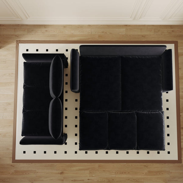 English Elm 70.9" Multi-Functional Convertible Sleeper Sofa Bed with 2-in-1 Pillow & Blanket Set, Velvet loveseat Black W1885P263564