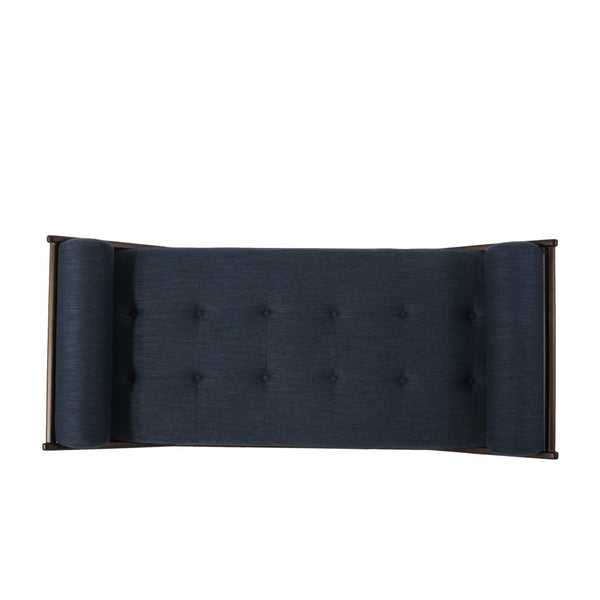English Elm Chaise Lounge with Button Tufting Waffle Stitch Bentwood Frame for Living Room 70758.00NBLU