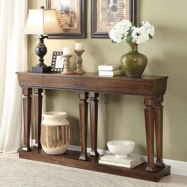 English Elm Oak Sleek Console Table with Bottom Display Shelf, 72" Wide Rectangular Entry Table with Tapered Legs and Storage Elegance B062P209085