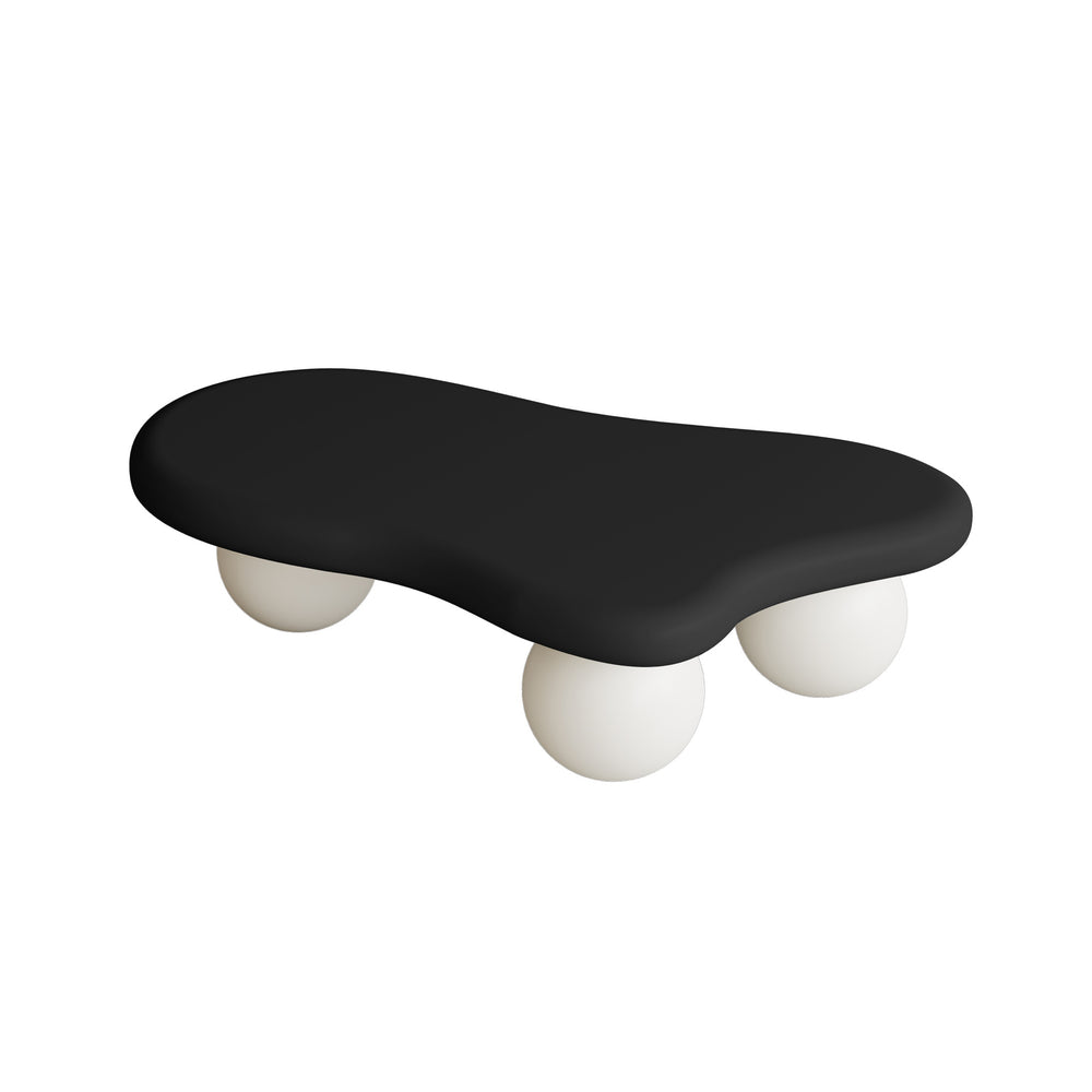 English Elm 40 Inch Cloud Shaped Coffee Table With Elegant Black Top & White Legs - Chic Living Room Accent W1435S00012