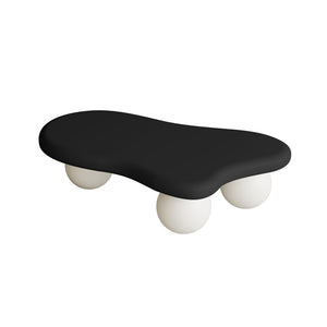 English Elm 40 Inch Cloud Shaped Coffee Table With Elegant Black Top & White Legs - Chic Living Room Accent W1435S00012