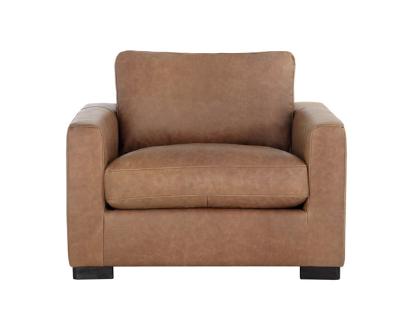 Sunpan Baylor Armchair - Effortlessly Sophisticated Design in Premium Buffalo Leather for Timeless Elegance Marseille Camel Leather