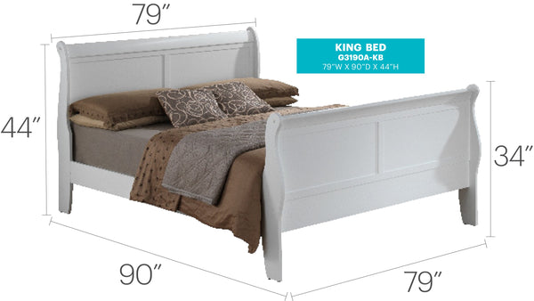 English Elm Elegant King-Sized Traditional Bed In Bright White - Timeless Design With Durable Support & Style B078S00367