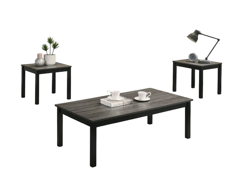 English Elm Gray 3pc Contemporary Coffee & End Table Set with Faux Marble Gray Wood Tops Solid Wooden Legs Stylish Living Room Furniture B2741P391797
