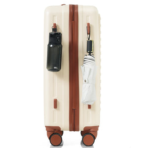 English Elm Luggage 3 Piece Abs Hard Shell Set with Usb Port Front Opening Spinner Wheels N726P268996O