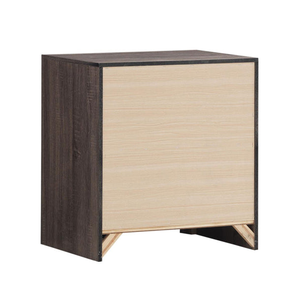 English Elm 2 Chic Two-Drawer Nightstand with Sparkling Acrylic Panels and Faceted Crystal Hardware for Glam Bedrooms Brown Oak B016P255592