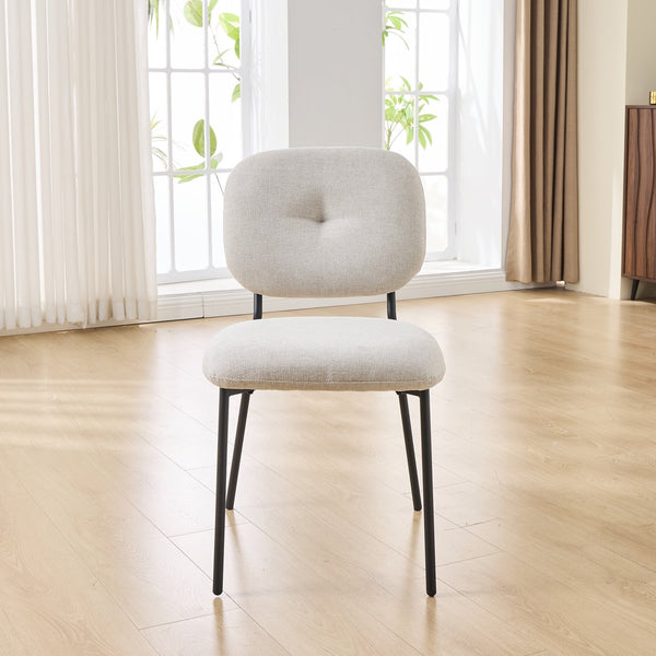 English Elm Modern Upholstered Dining Chairs Set of 2 with Metal Legs — Compact, Ergonomic Accent Seating for Small Spaces White N842P284566A