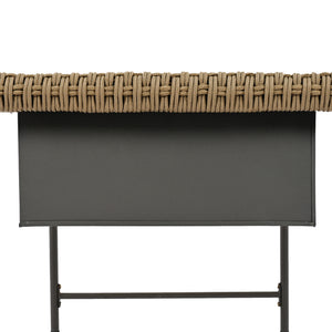 English Elm K&K 6-Piece Rope Patio L-Shaped Sectional Set with Acacia Wood Ice Box Table and Deep Cushions Beige+Brown N707S000014Z