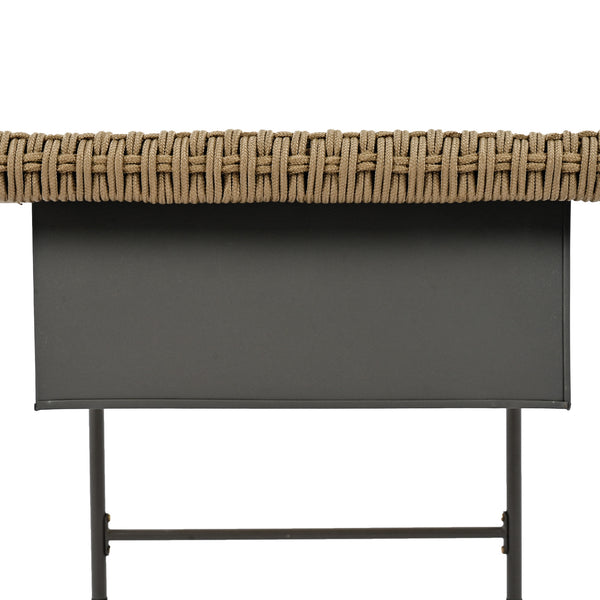 English Elm K&K 6-Piece Rope Patio L-Shaped Sectional Set with Acacia Wood Ice Box Table and Deep Cushions Beige+Brown N707S000014Z