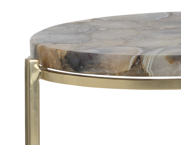 Tillie End Table - Brass - Natural Agate Stone 103075 Sunpan