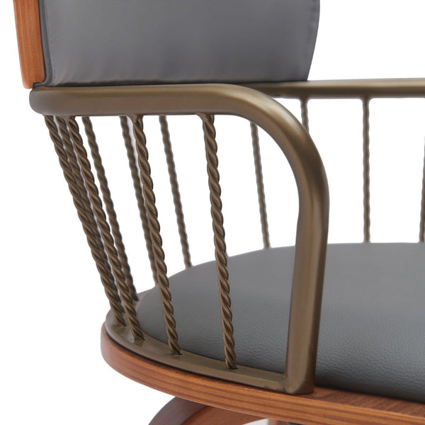 English Elm Willow Swivel Barstool Walnut Frame with Faux Leather Seat for Kitchen Island or Home Bar B2736P464840