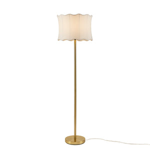 English Elm 1- Piece Fluted Polyester Shade Floor Lamp with Polished Iron Base for Living Rooms B035P482969