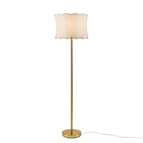English Elm 1- Piece Fluted Polyester Shade Floor Lamp with Polished Iron Base for Living Rooms B035P482969