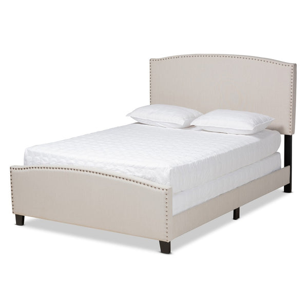 Baxton Studio Baxton Studio Morgan King Size Upholstered Panel Bed with Nailhead Trim - Elegant Beige Design Morgan-Beige-King
