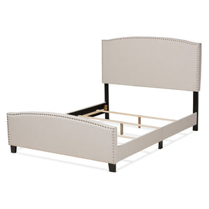 Baxton Studio Baxton Studio Morgan King Size Upholstered Panel Bed with Nailhead Trim - Elegant Beige Design Morgan-Beige-King