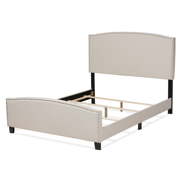 Baxton Studio Baxton Studio Morgan King Size Upholstered Panel Bed with Nailhead Trim - Elegant Beige Design Morgan-Beige-King