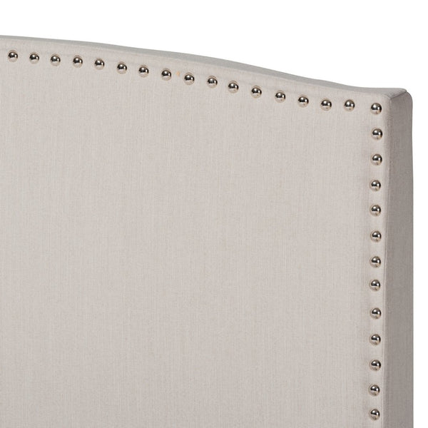 Baxton Studio Baxton Studio Morgan King Size Upholstered Panel Bed with Nailhead Trim - Elegant Beige Design Morgan-Beige-King