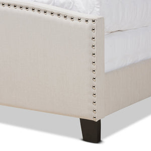 Baxton Studio Baxton Studio Morgan King Size Upholstered Panel Bed with Nailhead Trim - Elegant Beige Design Morgan-Beige-King