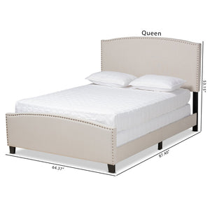 Baxton Studio Baxton Studio Morgan King Size Upholstered Panel Bed with Nailhead Trim - Elegant Beige Design Morgan-Beige-King