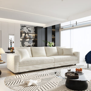 English Elm 102.4" Plush Corduroy 4-Seat Sofa - Modern Cloud Couch With Movable Ottoman For Ultimate Comfort & Style W1885S00108