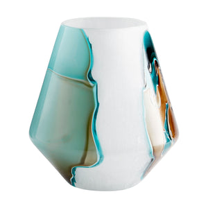 Wide Ferdinand Vase Green and White 10323 Cyan Design