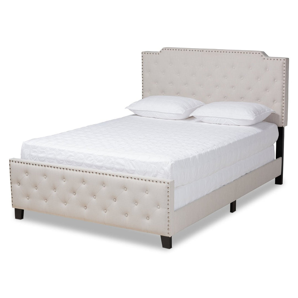 Baxton Studio Baxton Studio Marion Modern Transitional Beige Upholstered Bed with Button Tufting & Nailhead Trim King Marion-Beige-King
