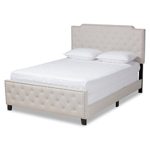 Baxton Studio Baxton Studio Marion Modern Transitional Beige Upholstered Bed with Button Tufting & Nailhead Trim King Marion-Beige-King