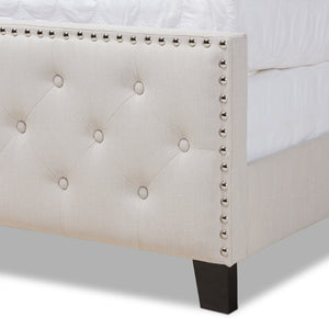 Baxton Studio Baxton Studio Marion Modern Transitional Beige Upholstered Bed with Button Tufting & Nailhead Trim King Marion-Beige-King
