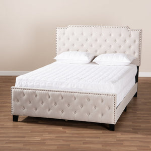 Baxton Studio Baxton Studio Marion Modern Transitional Beige Upholstered Bed with Button Tufting & Nailhead Trim King Marion-Beige-King