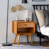 English Elm Walker Edison - Mid-Century Modern Single-Drawer Solid Wood Nightstand - Caramel