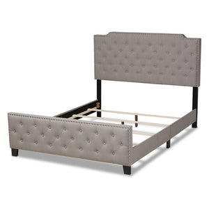 Baxton Studio Baxton Studio Marion Modern Transitional Grey Upholstered Tufted Panel Bed with Silver Accents Queen Marion-Grey-Queen