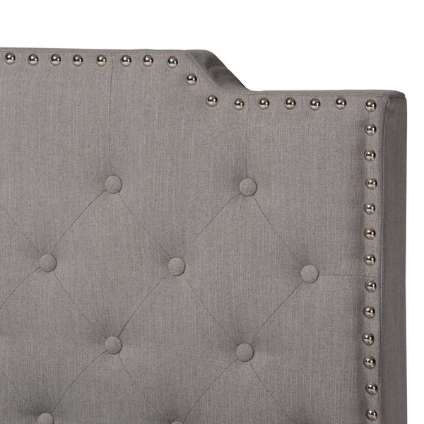 Baxton Studio Baxton Studio Marion Modern Transitional Grey Upholstered Tufted Panel Bed with Silver Accents Queen Marion-Grey-Queen