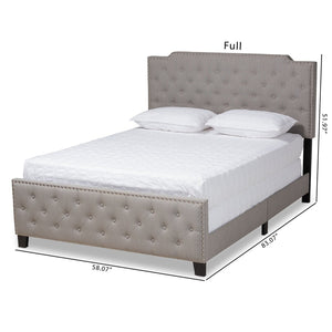 Baxton Studio Baxton Studio Marion Modern Transitional Grey Upholstered Tufted Panel Bed with Silver Accents Queen Marion-Grey-Queen
