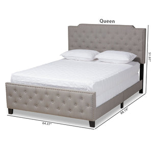 Baxton Studio Baxton Studio Marion Modern Transitional Grey Upholstered Tufted Panel Bed with Silver Accents Queen Marion-Grey-Queen