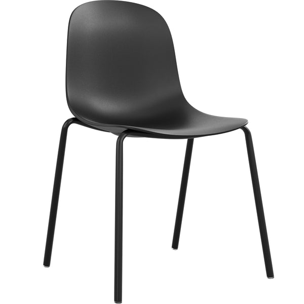 English Elm Modern Plastic Stackable Dining Chair Set of 4 with Ergonomic Seats, Sturdy Metal Legs, Easy Assembly for Home and Patio Black T3623P380699