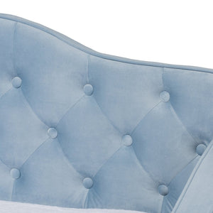 Baxton Studio Baxton Studio Freda Twin Daybed with Trundle - Elegant Light Blue Velvet, Button Tufted Design, Space-Saving Solution Freda-Light Blue Velvet-Daybed-T/T